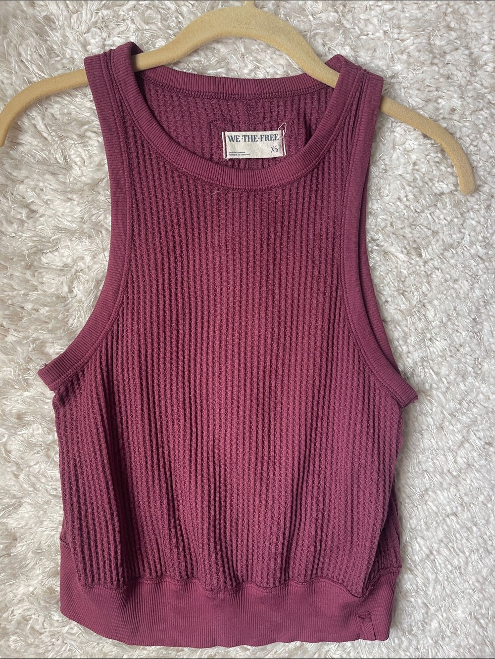 We The Free Ribbed Cropped Tank in Plum Berry